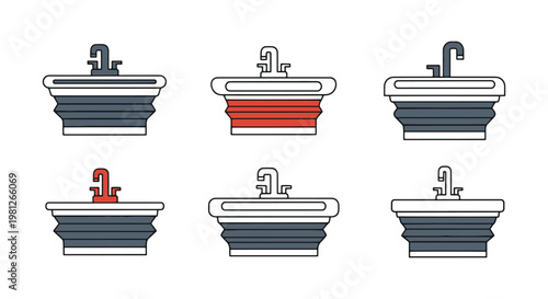 Collapsible sink Line art clean abstract colorful vector