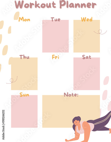 Daily Workout Planner Template Fitness Schedule Tracker Printable