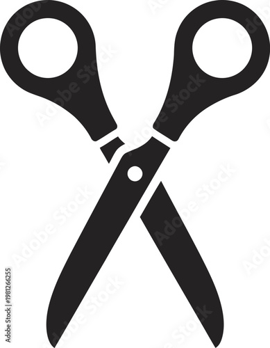 A pair of black scissors on a white background for cutting various materials with precision and ease always