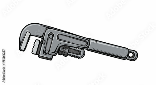 Detailed cartoon illustration of a pipe wrench tool