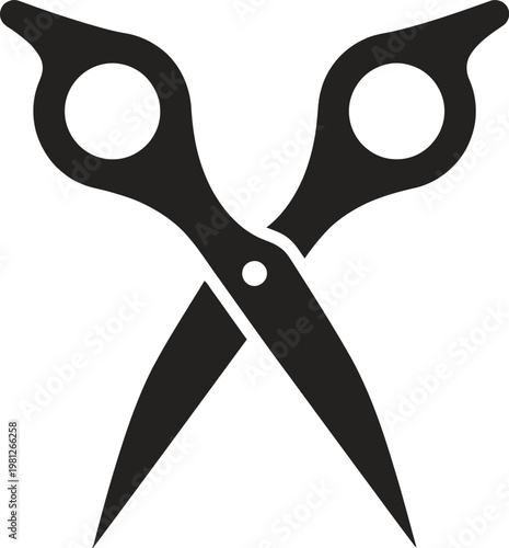 Bild auf Leinwand A pair of black scissors with sharp blades and loop handles for cutting various