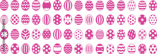 Easter eggs  silhouette collection, decorated eggs  Easter day element set vector art.