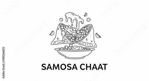 Delicious chaat with samosas bursting with filling and sauce
