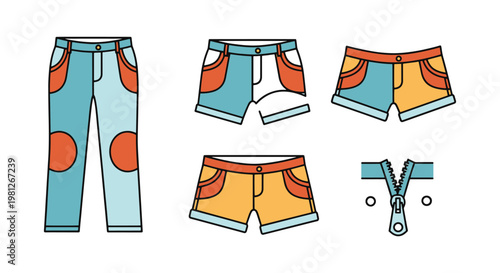Convertible pants Line art creative simple abstract vector