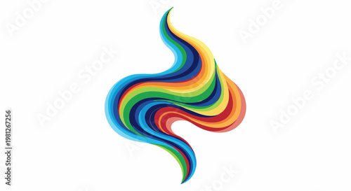 Colorful swirling abstract fluid ribbons on a white background