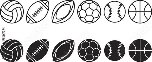Vector illustration of various sports balls graphic design elements