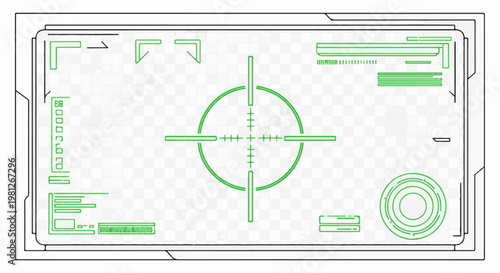 Digital screen display with targeting reticle and data readouts