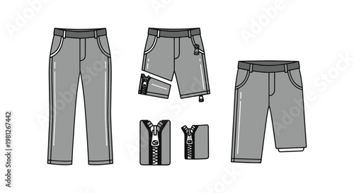 Convertible pants Line art modern abstract graphic vector