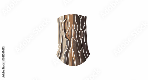 Detailed illustration of tree bark with varied brown tones and white lines