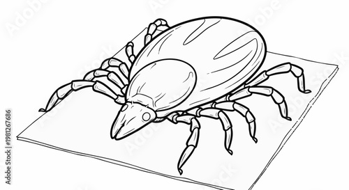 Detailed ink drawing of an eight-legged arthropod crawling on a flat surface