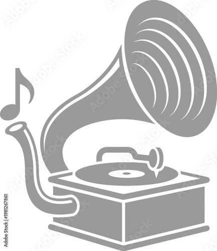 Vintage gramophone with musical note in a classic vector design