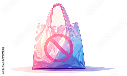 No Plastic Bag Icon – Plastic Reduction Environmental Protection Vector
