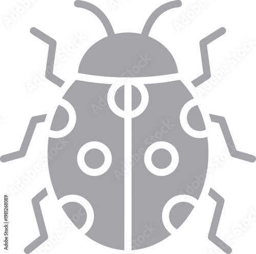 A gray ladybug vector illustration with distinctive spots and antennae
