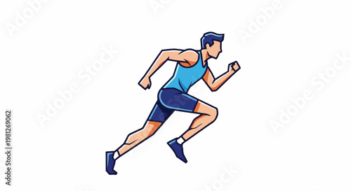 Dynamic cartoon illustration of a male athlete running at full speed