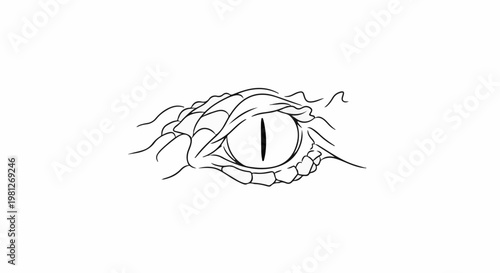 Detailed sketch of a reptilian eye with scales and a vertical pupil