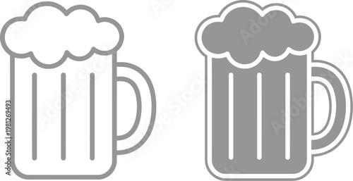 Vector graphic illustration of two beer mugs with foam