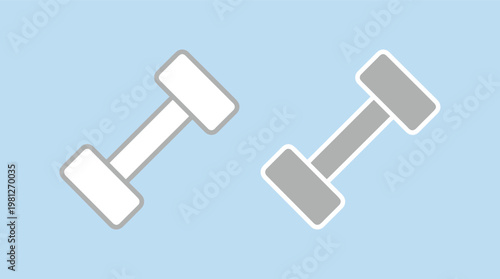Vector graphic illustration of two dumbbells in white and gray