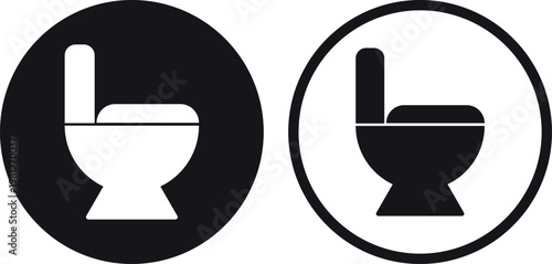 Toilet icon set in two styles . Restroom toilet seat icon . Vector illustration