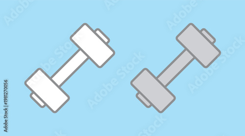 Vector graphic illustration of two dumbbells in white and gray