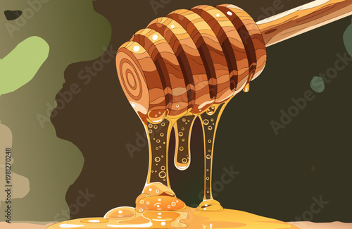 honey dripping from a honey dipper