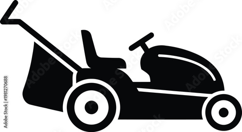Fotografía Vector graphic illustration of black lawn mowers on white background