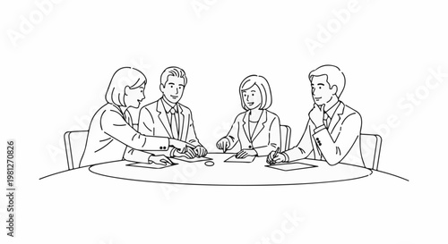 Diverse group of professionals in a meeting, discussing plans around a table