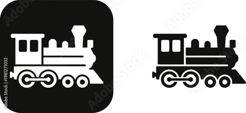 Vector illustration of a steam locomotive in two contrasting designs