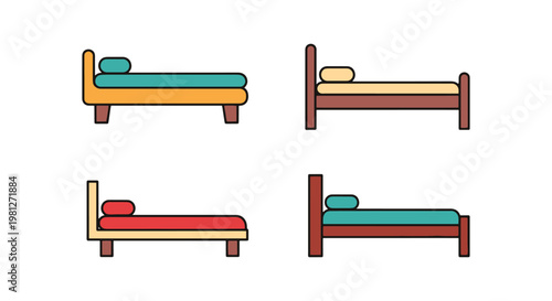 Daybed Line art vector set modern abstract decorative illustration