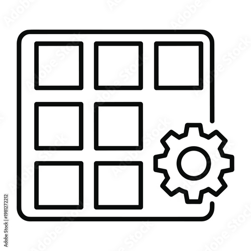Grid of nine squares with settings gear icon