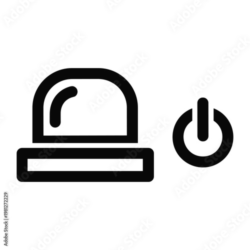 Alarm siren and power symbol icon