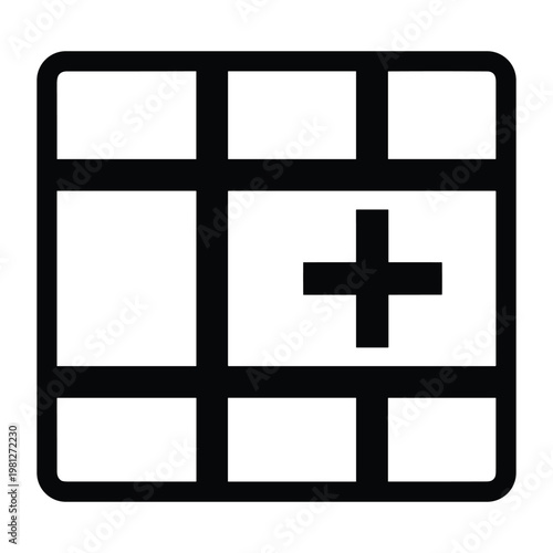 Table grid with a large plus symbol
