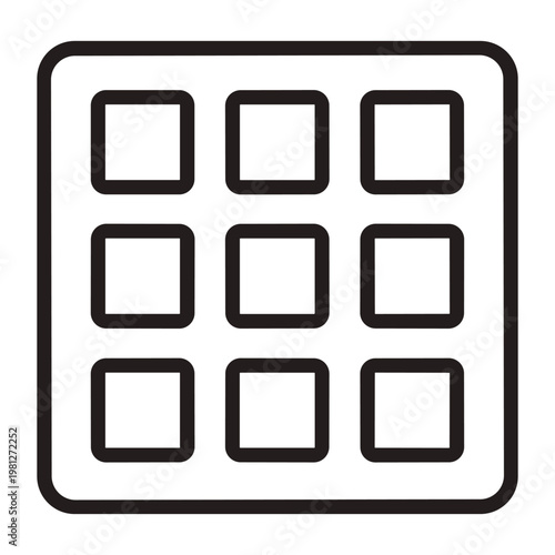 Nine empty squares in a rounded grid