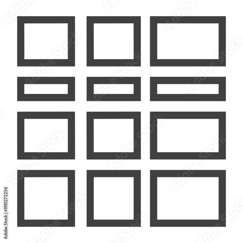 Grid of different sized rectangular frames