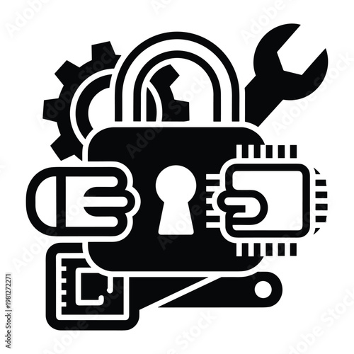 Security lock with gears and computer chip