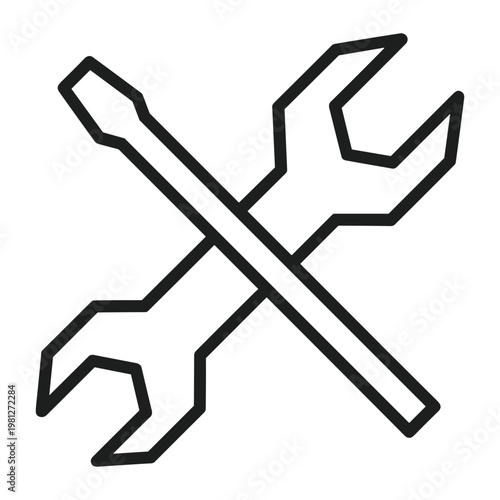 Wrench and screwdriver crossed tools icon