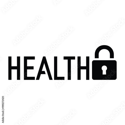 Health word with lock icon symbolizing security