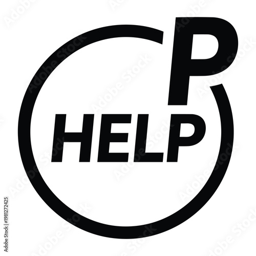 Help text inside circular arrow icon