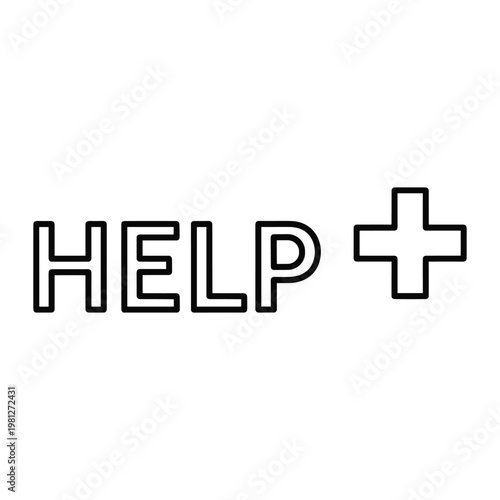 Help plus symbol vector graphic