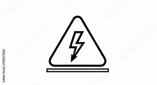 Danger warning sign for high voltage electricity with lightning bolt