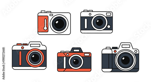 Compact Cameras Line art modern graphic abstract vector