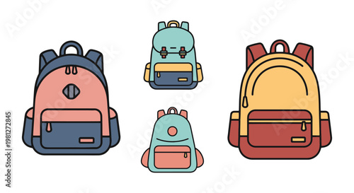 Daypack Line art vector set modern abstract