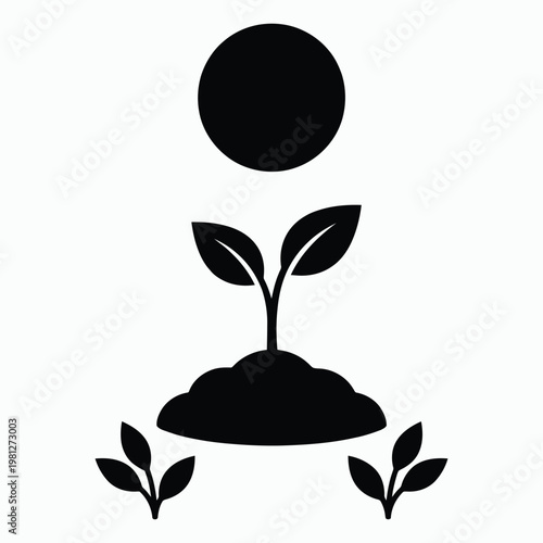 Small green plant growing from soil under sun for ecology and new life concept