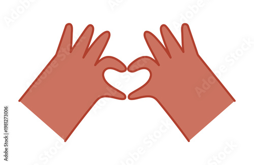 Hands making heart shape illustration isolated. Gesture, symbol, cartoon body parts. Love, friendship, support, care, empathy concept. Hand drawn line vector, clip art element