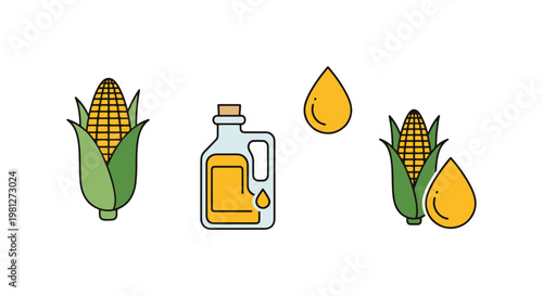 Corn oil Line art vector set modern abstract pattern illustration