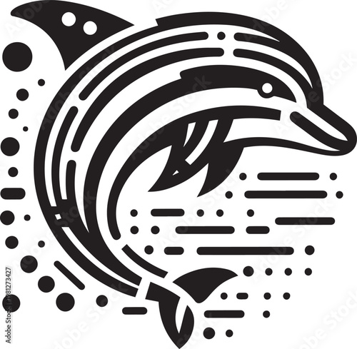 Dolphin logo design on white background. Vector illustration of a dolphin