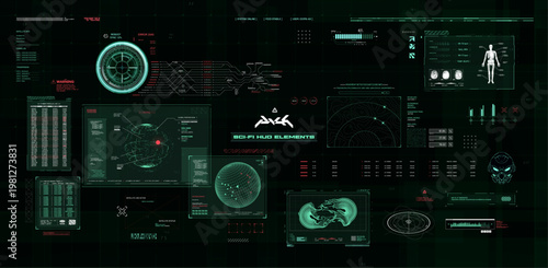 Sci-fi control center dashboard with HUD interface, satellite data, 3D hologram Earth Globe. HUD, UI military control center dashboard, hi-tech technology, futuristic user interface. Vector GUI panel