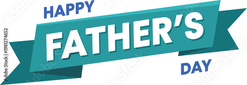Happy fathers day celebration with green ribbon and blue text
