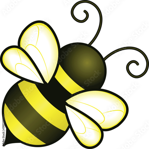 Cute Bee Isolated On White Background