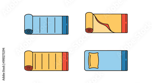 Camp mat Line art vector set clean abstract color pattern