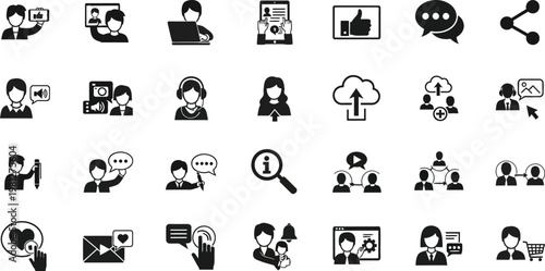 Collection of icons depicting various communication and collaboration methods